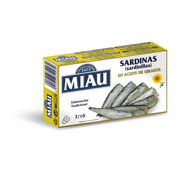 Sardinillas aceite de girasol 7/10 miau rr90
