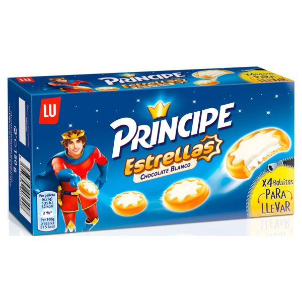 Galleta principe estrellas blancas 150