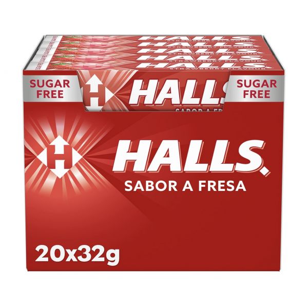 Halls caramelos vita con fresa sin azúcar 20 unidades