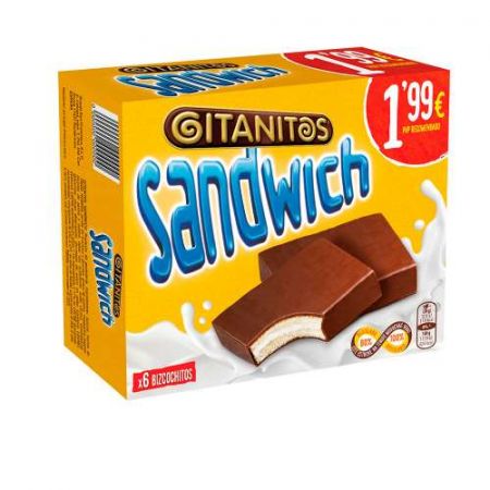 Gitanitos sandwich nata pack 6 unidades