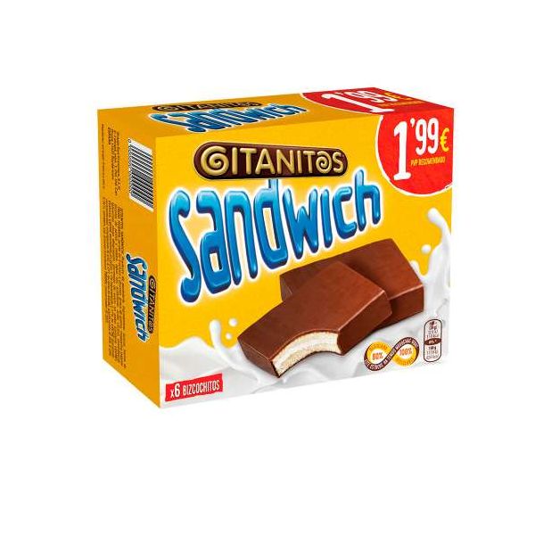 Gitanitos sandwich nata pack 6 unidades