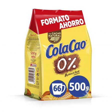 Cola Cao 0% azúcar añadido. Bolsa 500 gramos