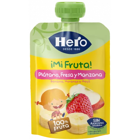 Hero Baby Mi fruta plátano, fresa y manzana 100g