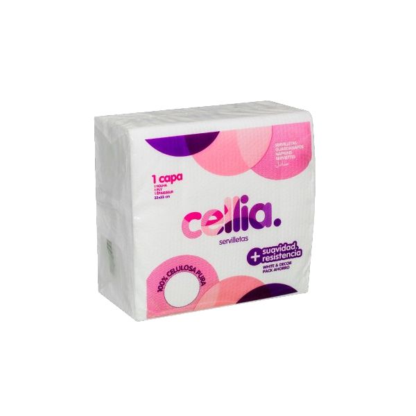 Servilleta cellia blanca 1 capa 33x33