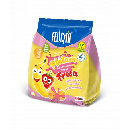 Felicita Goma Rellena Fresa y Plátano 72 gramos