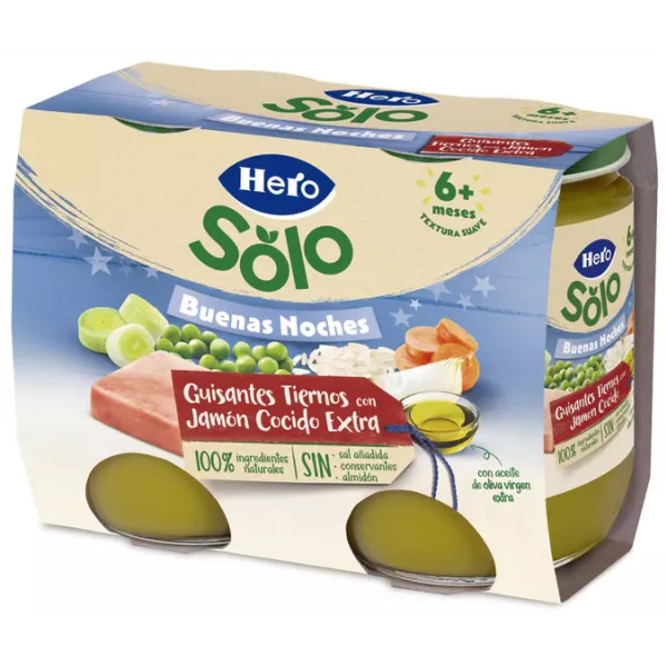 Hero Baby Potitos buenas noches guisantes con jamón