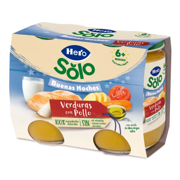 Hero Baby Potitos buenas noches pollo con verduras x2