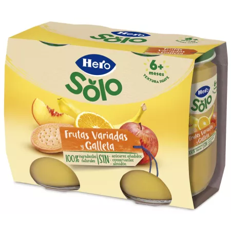 Hero Baby Merienda Fruta variadas y galleta 2x200g