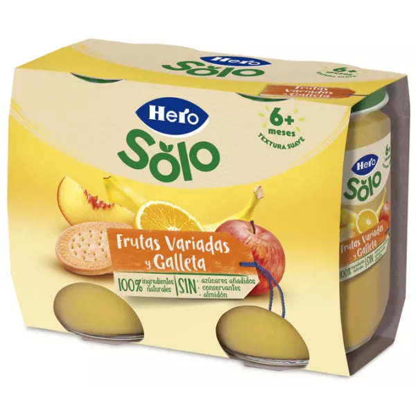 Hero Baby Merienda Fruta variadas y galleta 2x200g