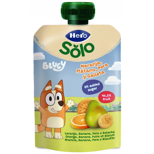 Yogur Hero Baby naranja, plátano, pera y galleta 100g