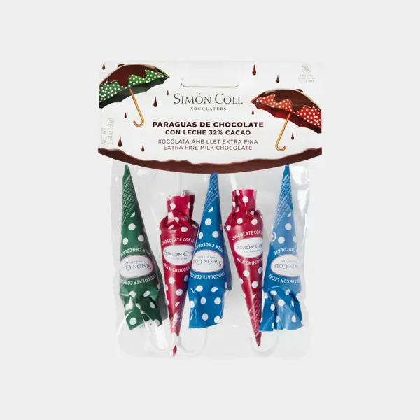 Simon Coll Paraguas Lunares Chocolate Pack-4