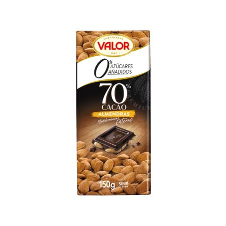 Valor Chocolate Negro 70% Almendras Sin Azúcar 150G