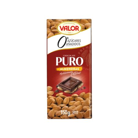 Valor Chocolate Puro Almendras Sin Azúcar 150G