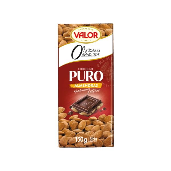 Valor Chocolate Puro Almendras Sin Azúcar 150G