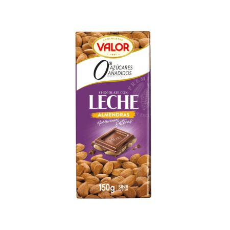 Valor Choc Con Leche Almendras Sin Azúcar 150G
