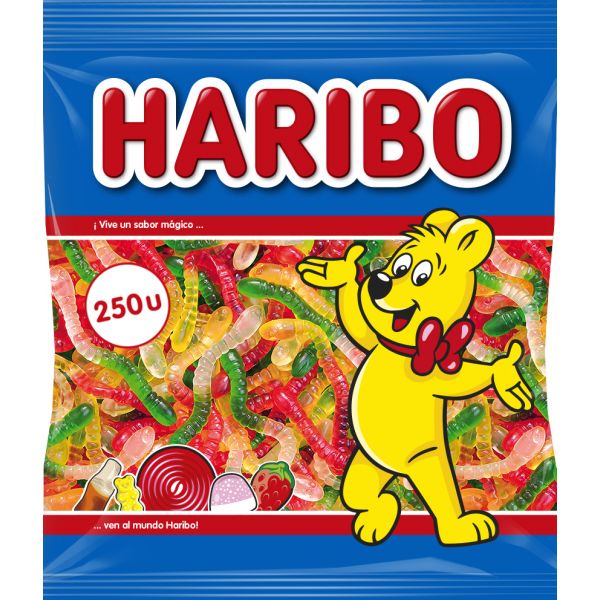 Haribo gusanos brillo bolsa 250 unidades